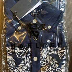 Maelreg Dark Blue Men's Shirt with White Leaf Design